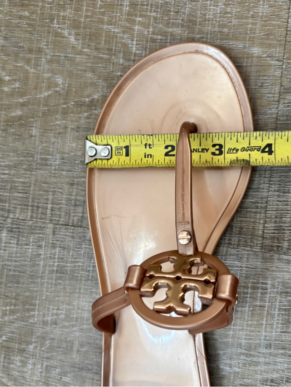Tory Burch Mini Miller Jelly Sandals Rose Gold Size 7 Flat Thong Slip-on Shoes - Picture 16 of 16